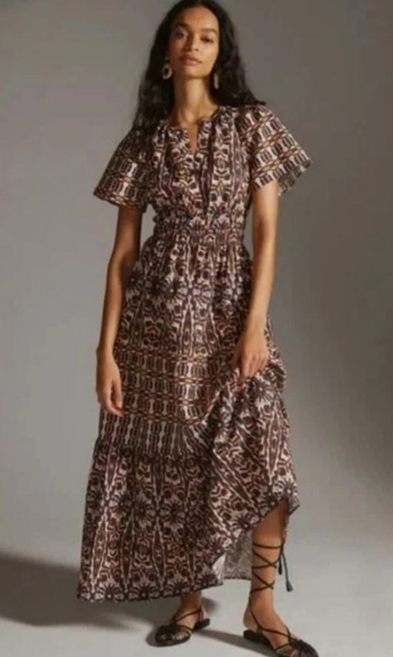 Maeve Anthropologie Somerset Maxi Dress S Multicolor Geo Print NWT
